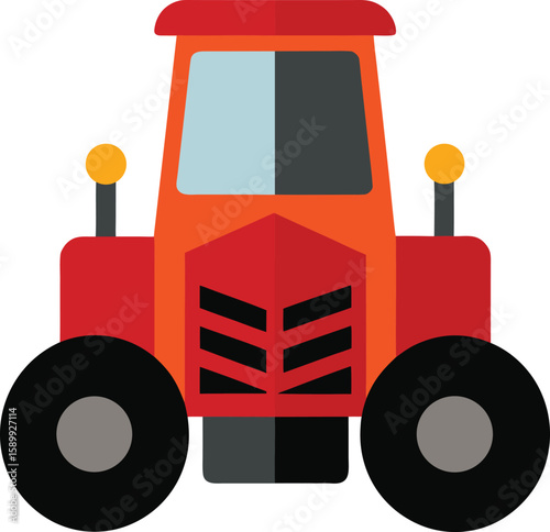 Powerful Red Tractor Farm Machinery Icon - Batch_180.eps Style