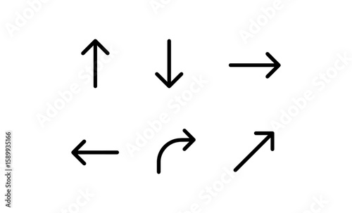 Minimalist arrow set: diverse directions and styles for versatile use
