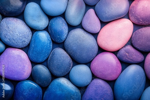 Colorful Pebbles in Various Shades Arranged on a Flat Surface.