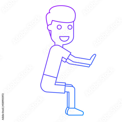 Illustration of Man Doing Squat Pose