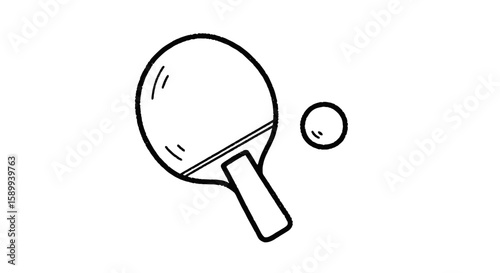 Ping pong paddle and ball in vector illustration chalk drawing style  