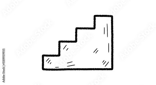 Chalk drawing of stairs in vector illustration style on transparent background  