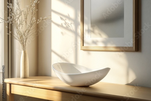Elegant Vase With Dried Flowers and Minimalist Bowl in Sunlit Room