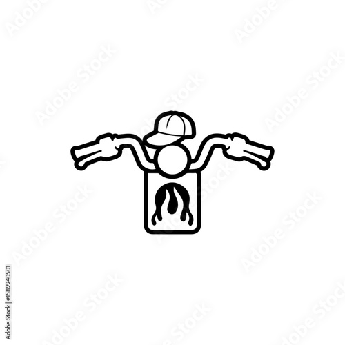 Motorcycle Rider Logo Stylized Biker with Flames for Clubs or Gear