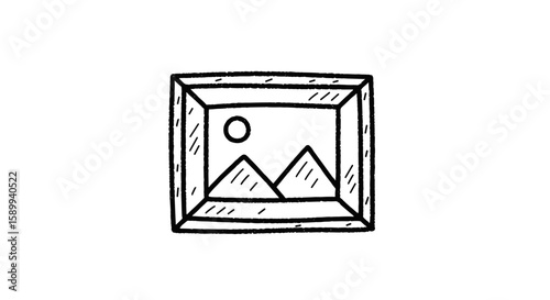 Gallery icon in chalk drawing style on transparent background  