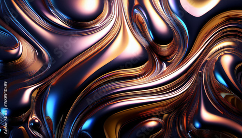 abstract metallic liquid forms generated ai