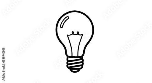 Lightbulb vector illustration in chalk drawing style on transparent background  