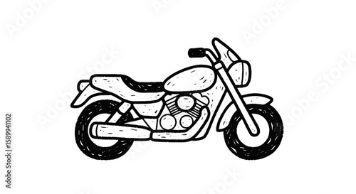 Motorcycle vector illustration in chalk drawing style on transparent background  