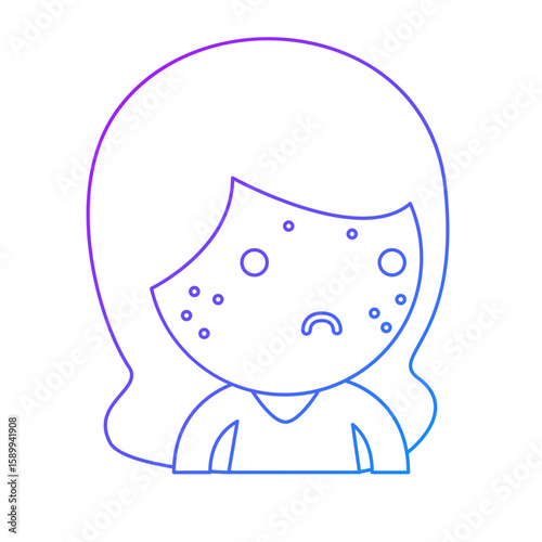 Illustration of a Girl Feeling Stress and Causing Acne