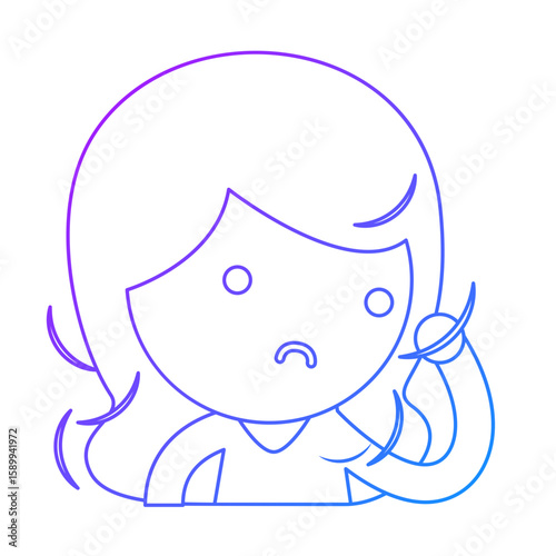 Illustration of a Girl Have Hair Falling