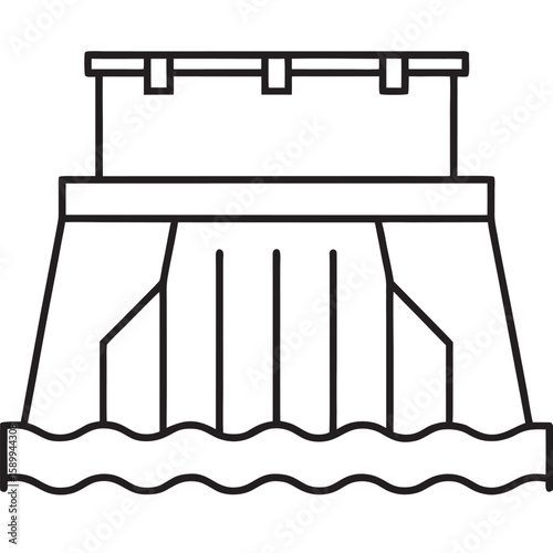 Hydroelectric dam structure with flowing water power generation infrastructure