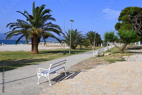 Fototapeta Naklejka Na Ścianę i Meble -  beach, Adriatic Sea, Omiš, Croatia, Europe, water, panorama, canyon, beach, city, vacation,