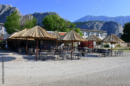 Fototapeta Naklejka Na Ścianę i Meble -  beach, Adriatic Sea, Omiš, Croatia, Europe, water, panorama, canyon, beach, city, vacation,