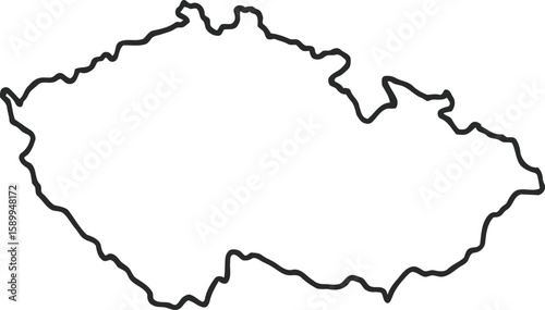 Simple (only sharp corners) map of Czechia (Czech Republic) vector drawing. Mercator projection. Filled and outline version.
