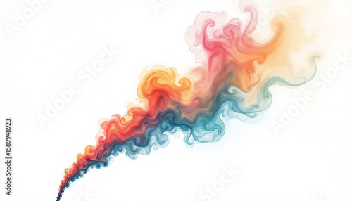 Colorful smoke swirling in vibrant hues against white background  