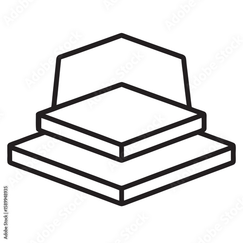 Tiered platform icon simple geometric shape step
