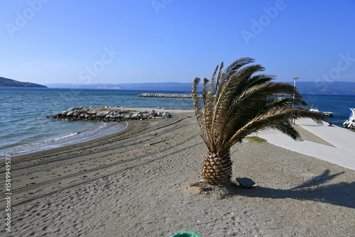 Fototapeta Naklejka Na Ścianę i Meble -  beach, Adriatic Sea, Omiš, Croatia, Europe, water, panorama, canyon, beach, city, vacation,