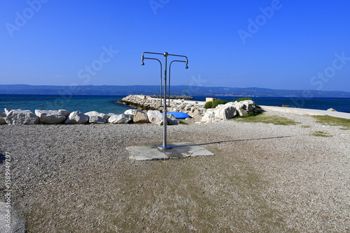 Fototapeta Naklejka Na Ścianę i Meble -  beach, Adriatic Sea, Omiš, Croatia, Europe, water, panorama, canyon, beach, city, vacation,