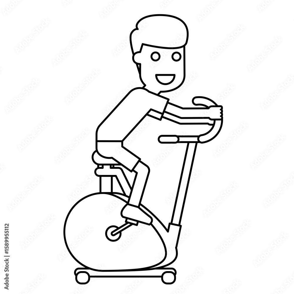 Obraz premium Illustration of Man on Staionary Bike
