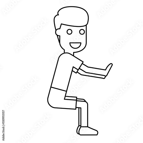Illustration of Man Doing Squat Pose