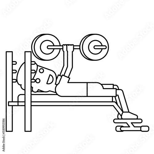 Illustration of Man Doing Barbell Bench Press Exercise