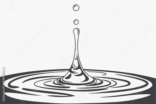 Water drop sketch showing single droplet in minimalist or environmental themes