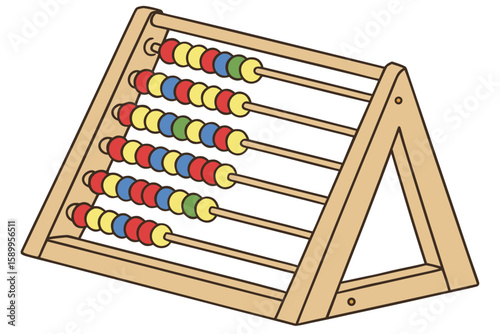 Colorful wooden abacus with rows of beads, a classic educational tool used for learning to count and understand basic math.