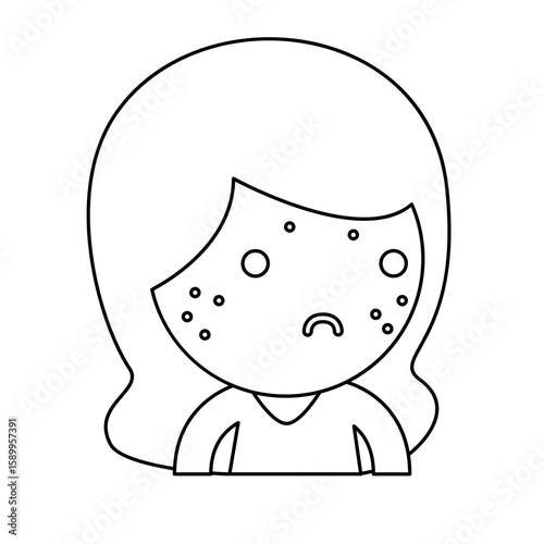 Illustration of a Girl Feeling Stress and Causing Acne
