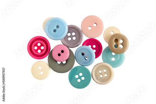 Foto Group of pastel color sewing buttons isolated cutout on transparent