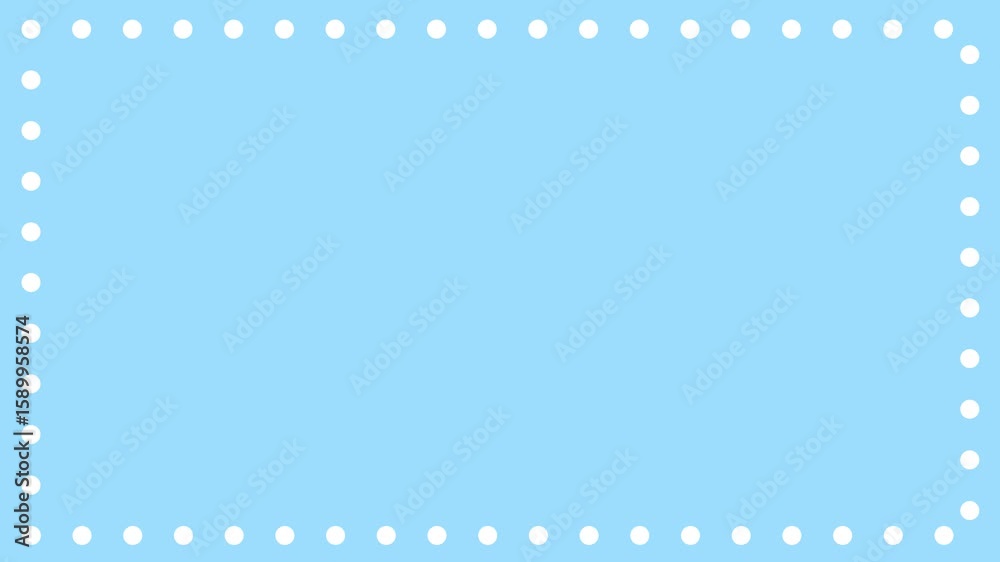 Seamless animated border of white circular dots moving smoothly around a blue background, for intro videos or title screens