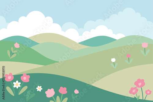 landscape with flowers