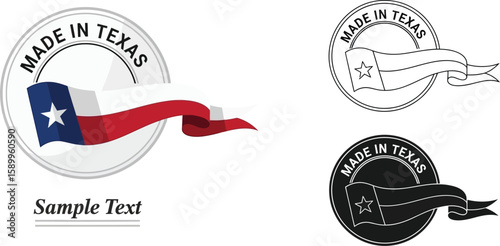 Made in texas vector design element with texas flag for local product branding and promotional material