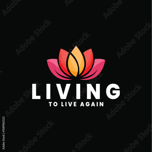 Inspirational Lotus Flower Logo Living to Live Again Typography Design