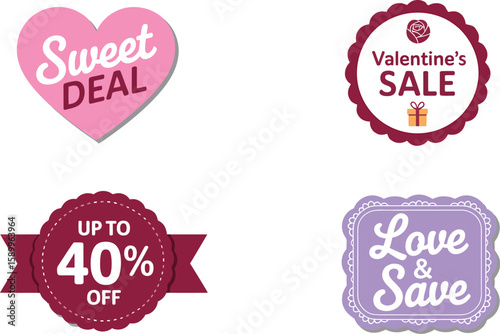 Valentine's day sale banner design template with heart shape sweet deal and love save discount offer design
