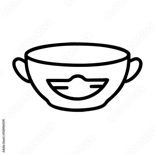 Ceramic bowl with face mask design in minimalist style  