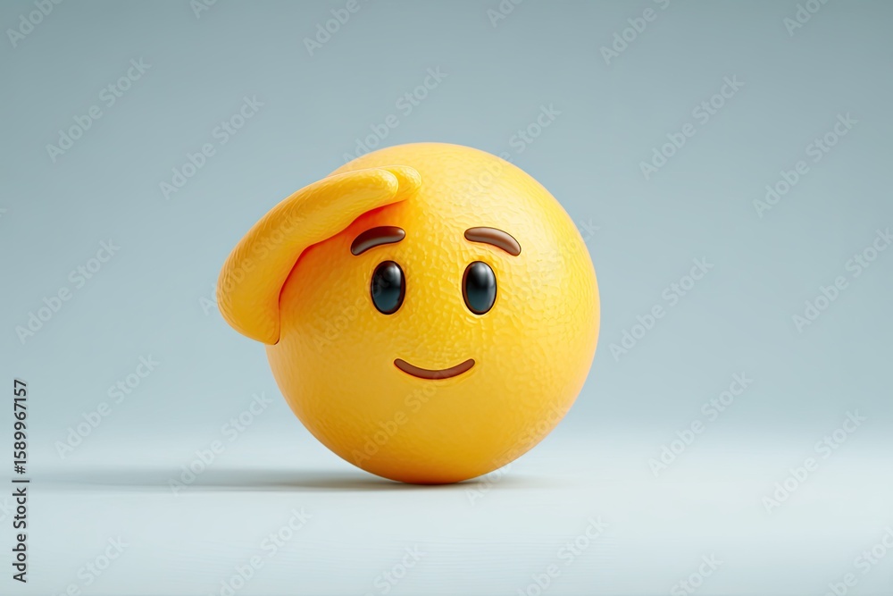 Fototapeta premium Smiling, saluting emoji, orb