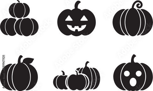 Halloween pumpkins carved and whole jack o lantern autumn