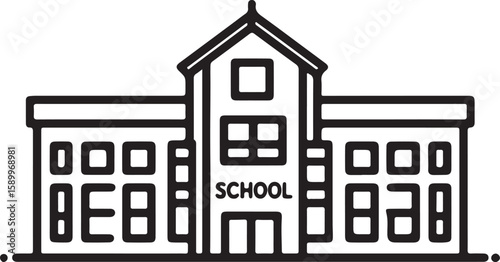 Educational building with windows and entrance school building educational institution