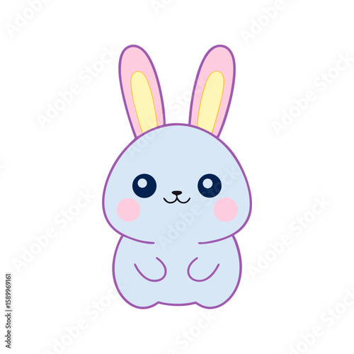 Cute Kawaii Bunny with Blushing Cheeks and Star