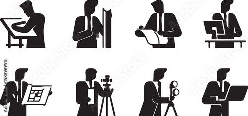 Professionals engaged in various tasks business work