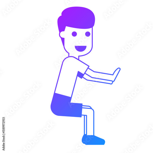 Illustration of Man Doing Squat Pose