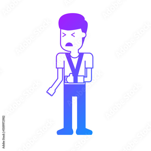 Illustration of a Sick Man with Arm in a Sling