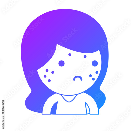 Illustration of a Girl Feeling Stress and Causing Acne