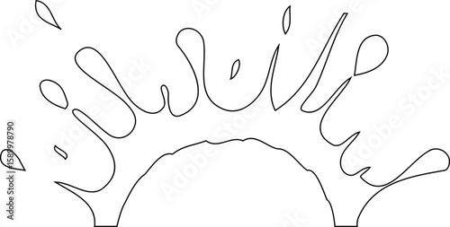 Circularly dispersed stroke lines radiating outward from a central empty core, shaped by an ink splash contour forming an uneven semicircle burst.