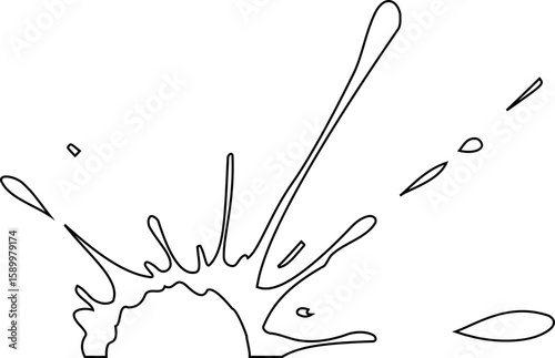 Small spatter mark with scattered droplets and ink stroke forming a fragmented semi circular outline.