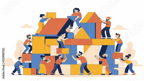 Teamwork Constructing Building Blocks Collaboration and Unity in a Shared Vision