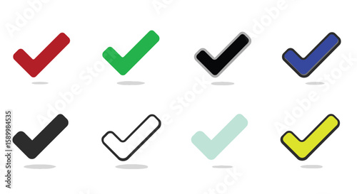 Set of Various Check Mark vector icon sheet isolated 