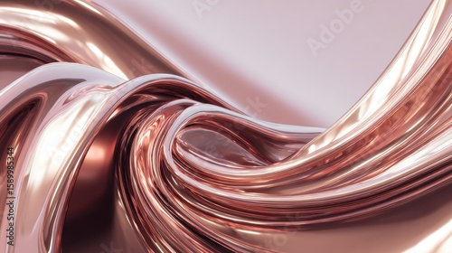 Abstract Rose Gold Metallic Wave Background