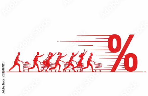 Sale Rush Customers Racing to Get Discount Percentage, Enjoy the Shopping Spree