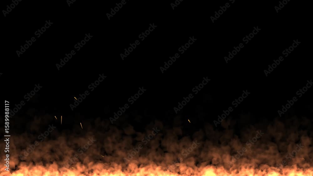 Primer plano de llamas de fuego sobre fondo negro